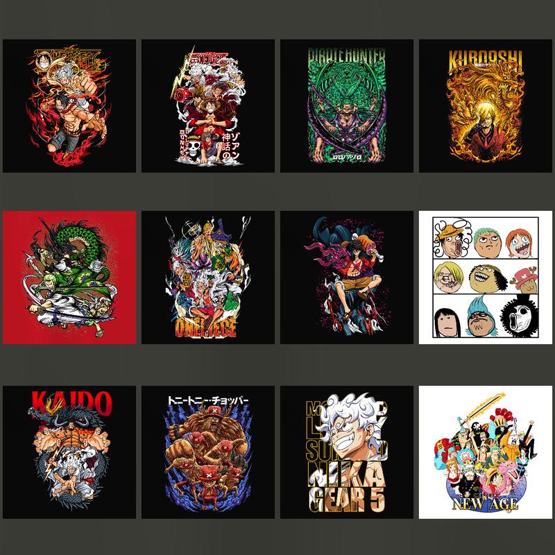 ONE PIECE Áo thun nam nữ (size trẻ em mua 1 tặng 1 ngẫu nhiên). Áo phông Đảo Hải Tặc Luffy Zoro Sanji Chopper Kaido Ace. Cổ Tròn. OP1 8