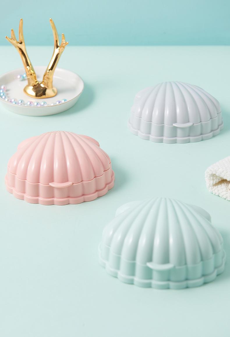 Product Introduction of Shell Shaped Soap Box With Lid Draining Non-slip Soap Holder Case Soap Dish PP Plastic Travel Kitchen Bathroom Accessories 11