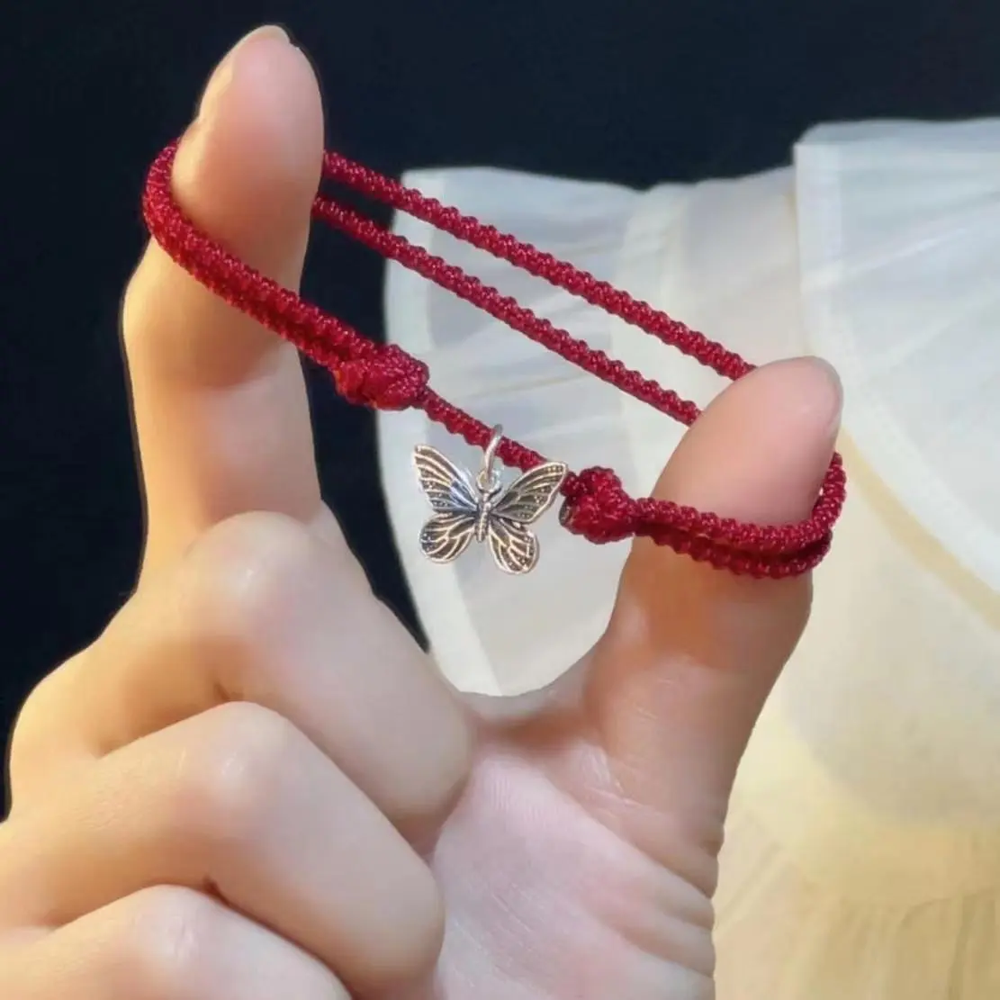 New Chinese Style Woven Red Rope Butterfly Bracelet Female Minimalist Couple Artistic Carrying Strap Student Girlfriends Sweet Hand Jewelry
