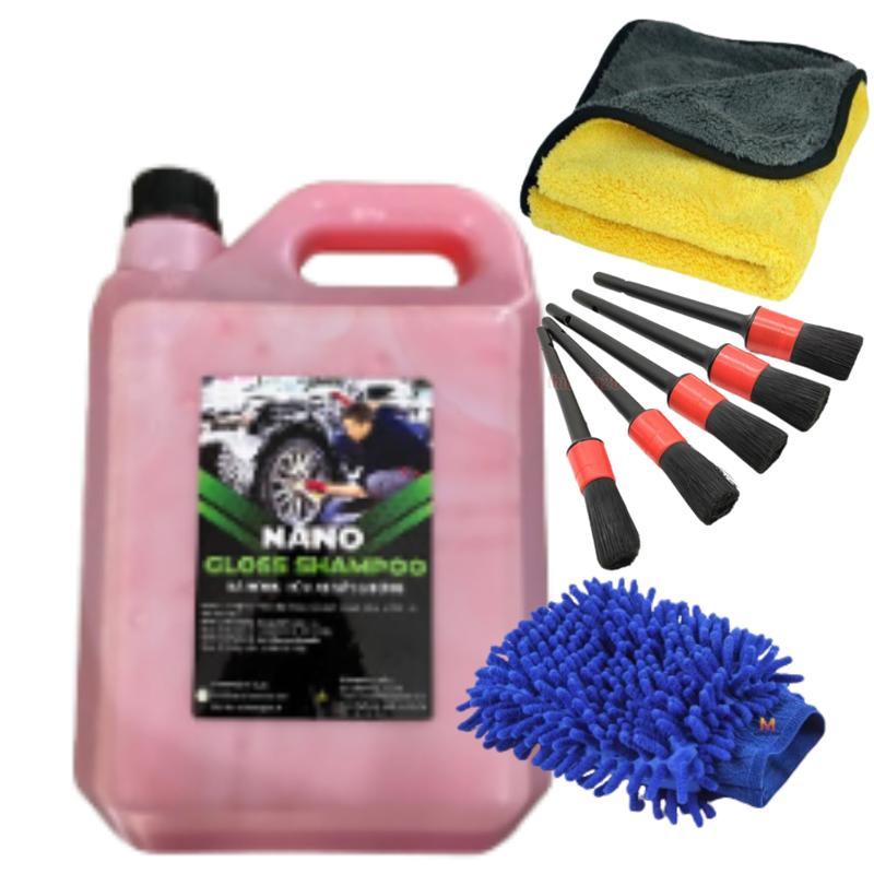 [Tặng quà] Xà bông rửa xe bọt tuyết, nước rửa xe NANO GLOSSHAMPOO 5 lít hương dâu rửa xe siêu bóng siêu bọt tuyết rửa xe.
