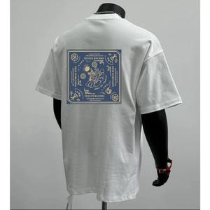 ผ้าฝ้ายคอกลมแขนสั้นเสื ้อยืดผู้ชายเทรนด์ภาษาอ ังกฤษพิมพ์ฤดูร้อนด้านบ หลวมพร้อมเสื้อยืดขนาด