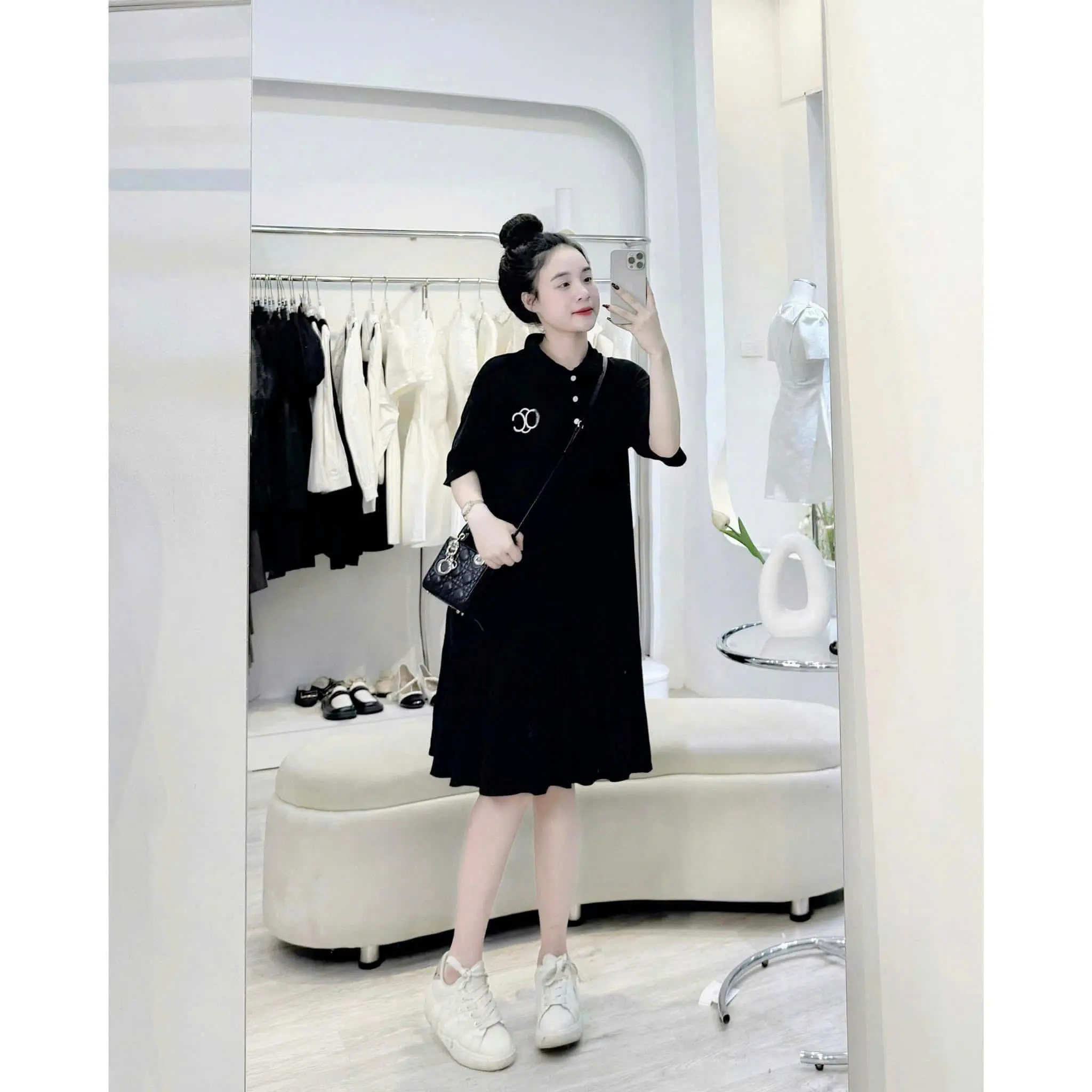 Đầm suông dài , váy suông bầu chất cotton Gemmy House in hình Nel cổ đức đuôi cá