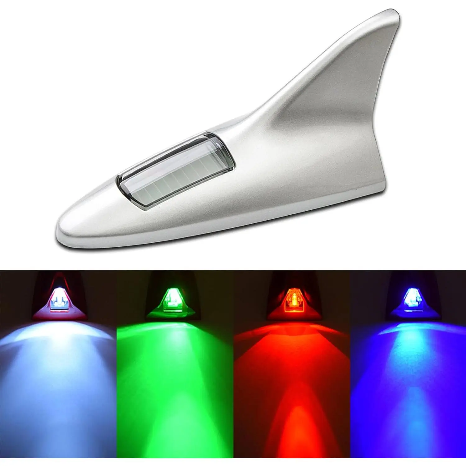 1Pcs Solar Power Shark Fin LED Warning Tail Light, Roof Rear Wing Modified Light, Automobile Decorative Light, Universal for Most Cars, SUVs and Vans