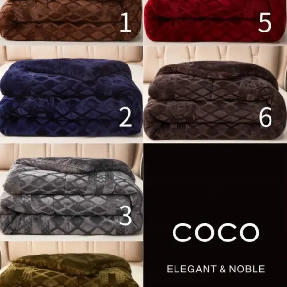 Chăn  COCO Lông Thỏ Đại hàn Siêu Ấm, Mền COCO Dày Mịn,  Kích Thước 2mx2m2