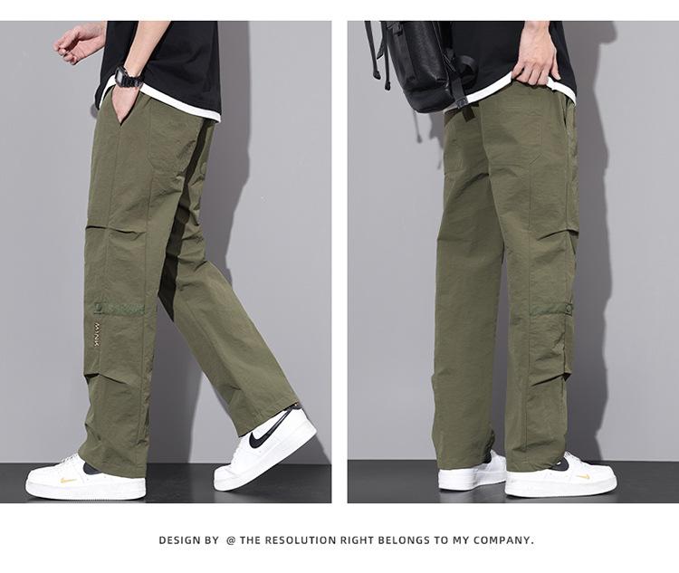 Product Introduction of Spring and Summer New Trend Overalls Men's Comfortable and Loose Umbrella Soldiers Quick-Drying Straight Mop Casual Pants for Boys 17