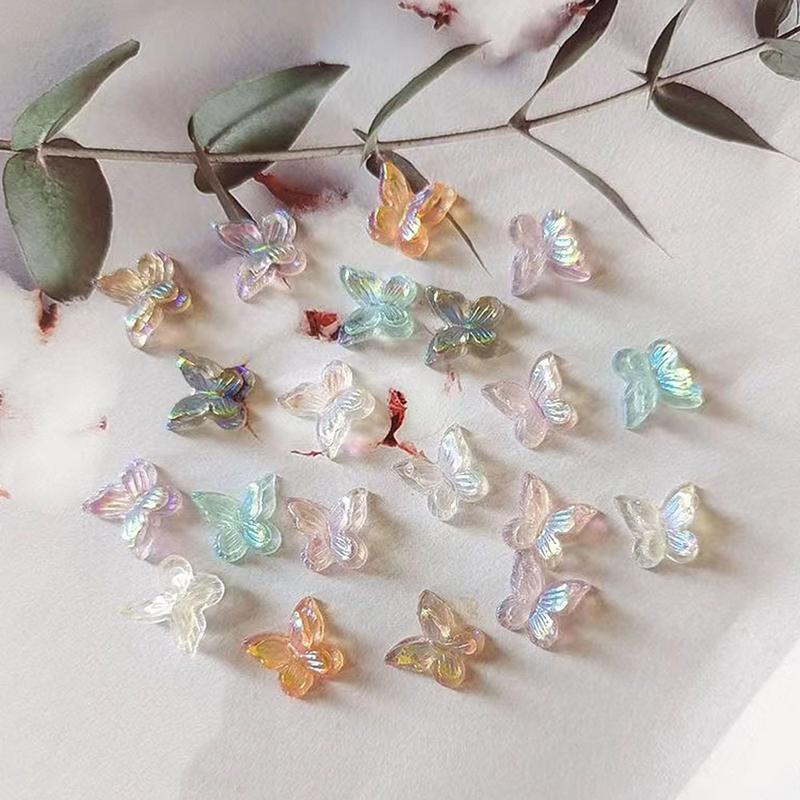 Charm Móng Tay Nghệ Thuật Hình Bướm, 30 Cái / Túi, Aurora Nhiều Màu, Đính Đá Pha Lê Resin 3D, Đồ Trang Trí Móng Tay, Đồ Trang Trí Tự Làm, Phụ Kiện Móng Tay 2