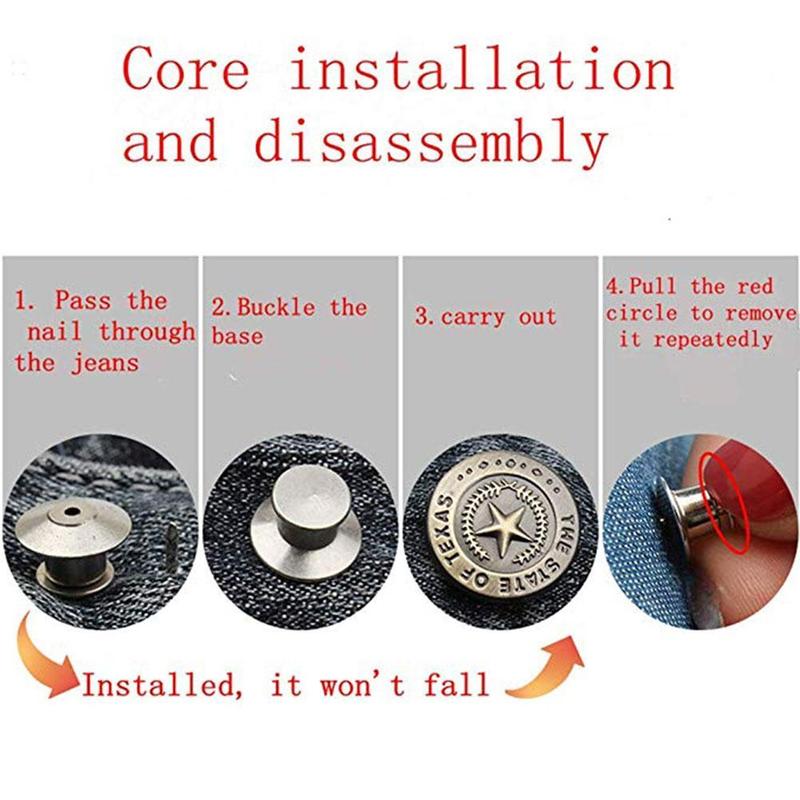 Product Introduction of Adjustable Removable Jeans Button Nail Free Metal Button Button Accessories Clothing Clothing P7M8 24