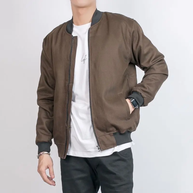 Áo khoác bomber nam nữ basic trơn, chất vải kaki dày dặn có lớp lụa bên trong, phong cách trẻ trung năng động