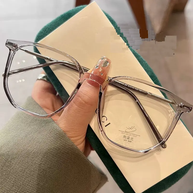 G18- Gọng kính cận không độ chống ánh sáng xanh form oversize (tặng hộp+ khăn) 0