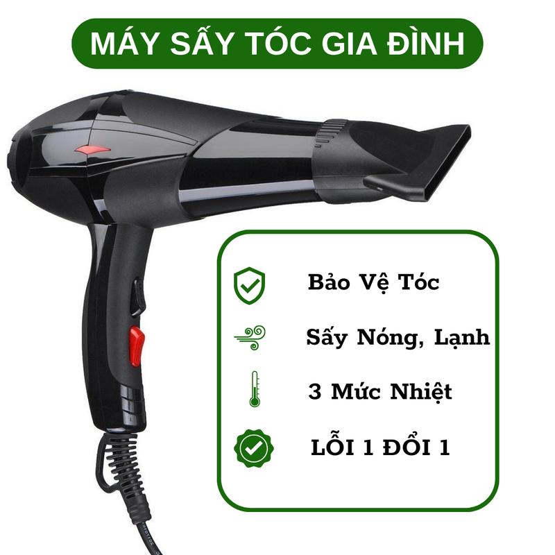 Máy Sấy Tóc Công Suất Lớn - Loại Đẹp - 2 Chiều Nóng Lạnh ion âm - Giá tốt - Tặng kèm đầu sấy tạo kiểu dành cho cả Nam và Nữ