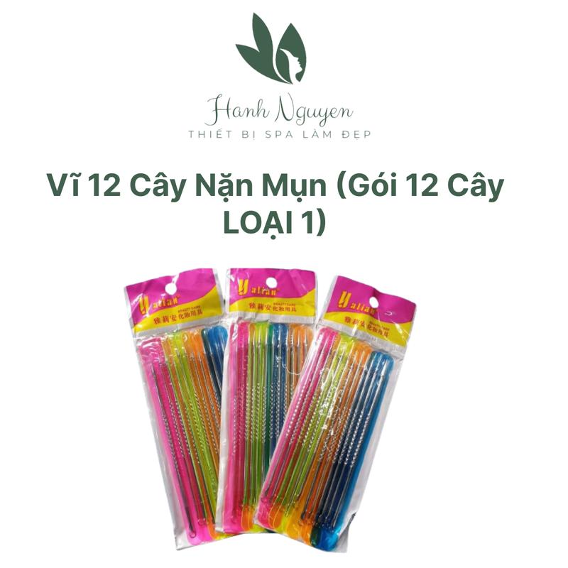 Product Introduction of Vĩ 12 Cây Nặn Mụn (Gói 12 Cây LOẠI 1) Dài 12cm Chích Mụn, Cà Mụn Trong Spa, Thẩm Mỹ Viện 12
