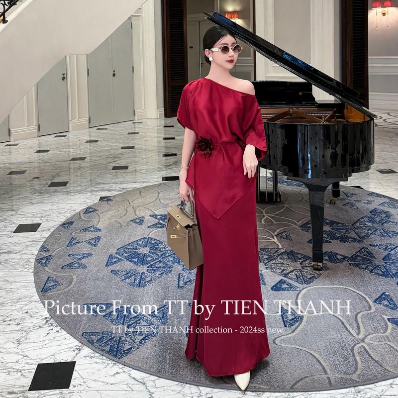 Bộ đồ Julie từ T T by TIENTHANH - Chân váy đuôi cá, áo đơn giản lệch vai - Màu trắng/đen/nude đậm/nude nhạt/đỏ đô/xám tây - Chất liệu lụa Hàn Châu - Kích thước S/M/L - Nữ, Women Nữ Top 5