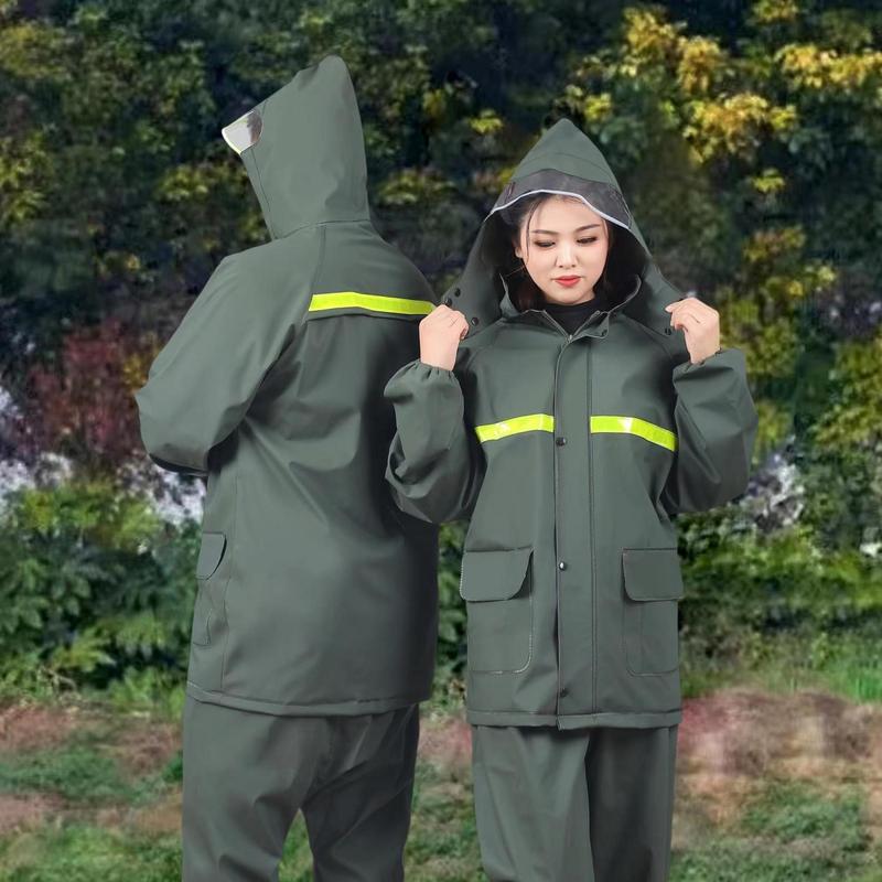 Product Introduction of Bộ Áo Mưa Và Quần Đi Mưa Cao Cấp, Dành Cho Người Lớn Unisex, Dày Hai Lớp, Phản Quang, Thích Hợp Đi Mưa, Bộ Hai Mảnh, Năm 2025 0