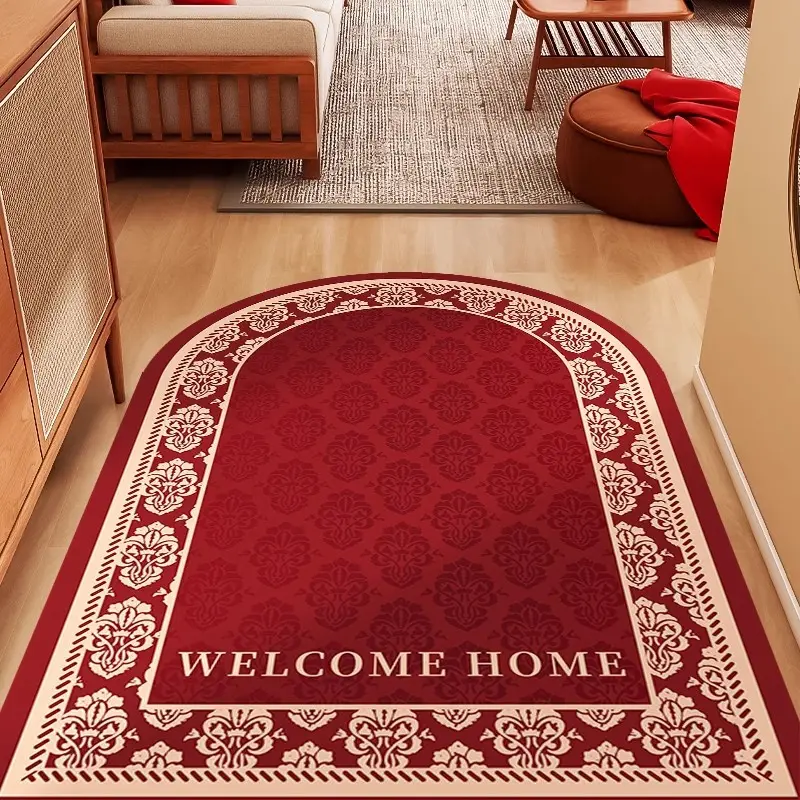 Thảm cửa lễ hội, màu đỏ, cho cửa vào, hoa hồng và hoa văn, chống bụi bẩn, phong cách Trung Quốc, giá cả phải chăng, thích hợp cho phòng Khách và phòng ngủ, thảm trải sàn, chống trượt và chống bụi bẩn, được bao phủ hoàn toàn bằng chăn bên
