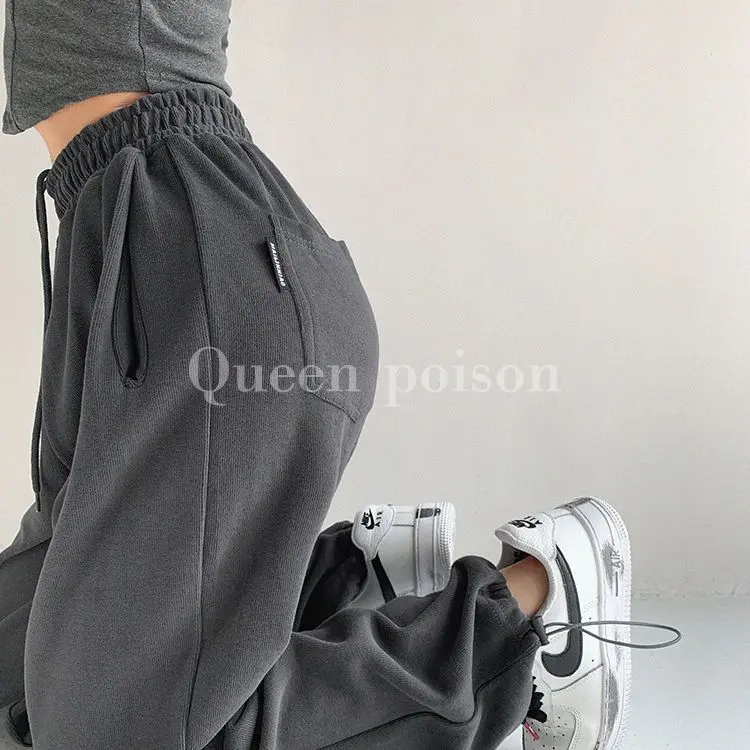 Pants Women's Loose All-Matching Ins Trendy plus Size High Waist Ankle-Tied Wide Leg Sports Casual Pants Spring and Autumn New