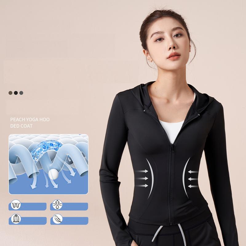 ACIZS SPORT Áo Khoác Thể Thao Nữ Mùa Thu Đông với Mũ Trùm Đầu - Phong Cách, Chống Gió, Thấm Hút Mồ Hôi Sport Top Tập Thể Dục Yoga