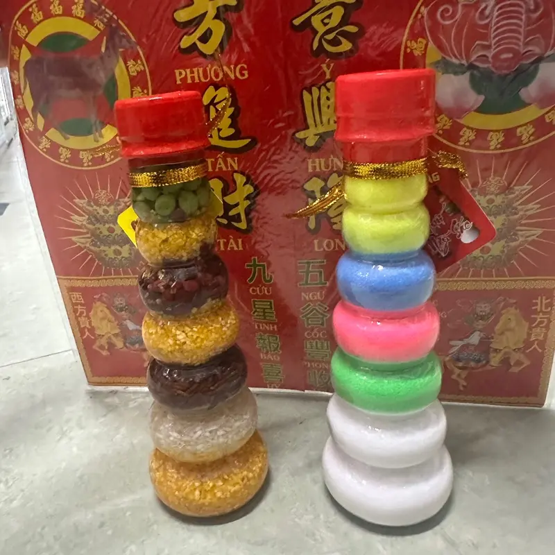 Chai đậu ngũ cốc, muối ngũ sắc phong thuỷ tài lộc ( cao 18 cm ) 4