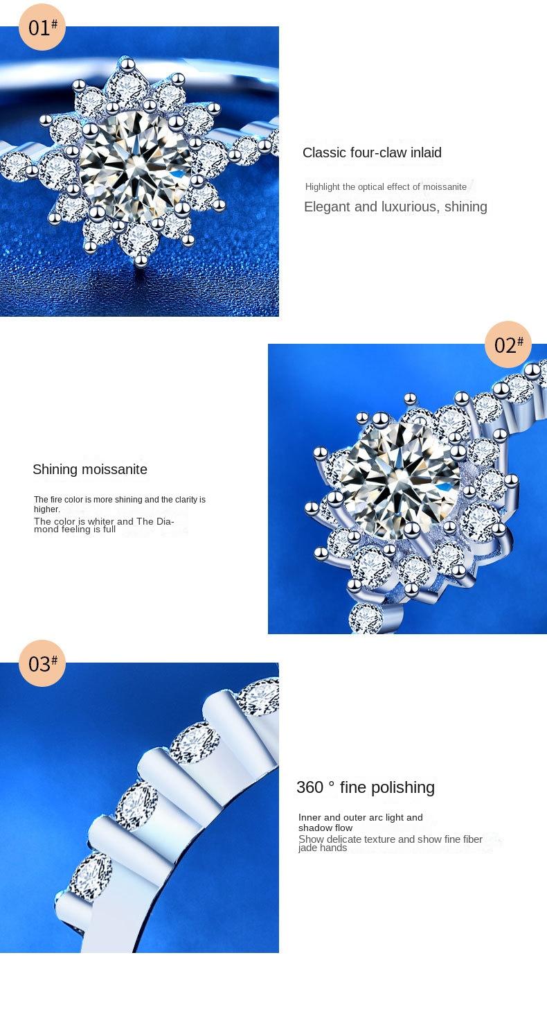 925 Sterling Silver Moissanite Ring with Niche Design for Women, Cross-Border Live Broadcast New Diamond Ring in Ins Cold Style6