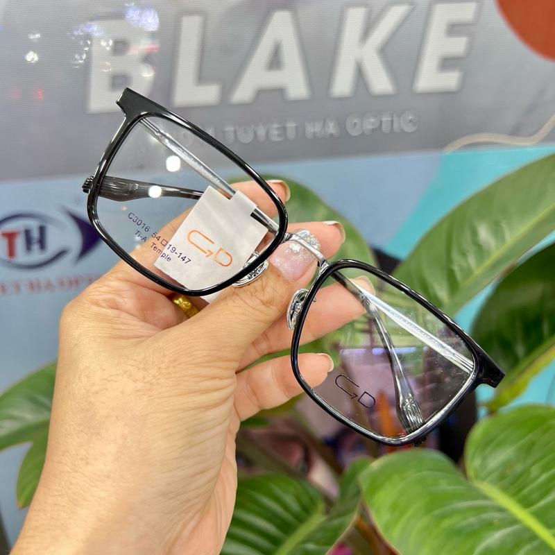Mắt kính vuông titan size lớn . Gọng kính cận nam nữ  nhựa mix titan Kính Mắt