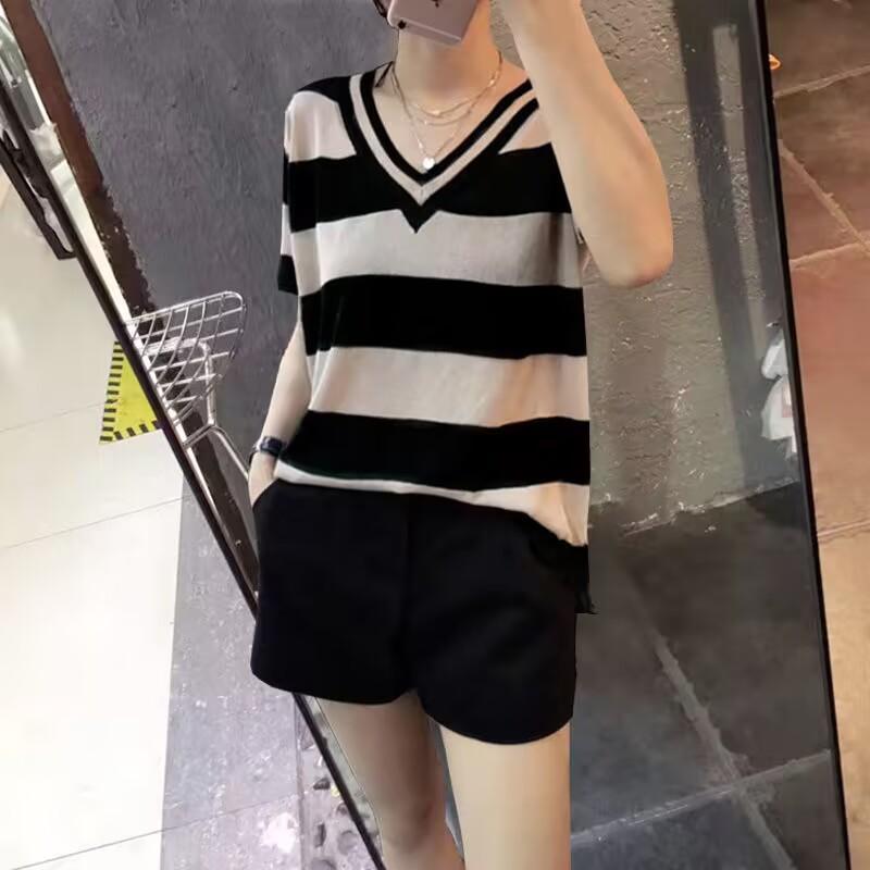 Bộ Đồ Thường Ngày Cho Nữ, Bộ Sưu Tập Mùa Hè 2024, Áo Sơ Mi ngắn Tay Ngoại Cỡ Dáng Rộng Che Béo, Bộ Đồ Hai Mảnh Ngắn, 100,00kg 3