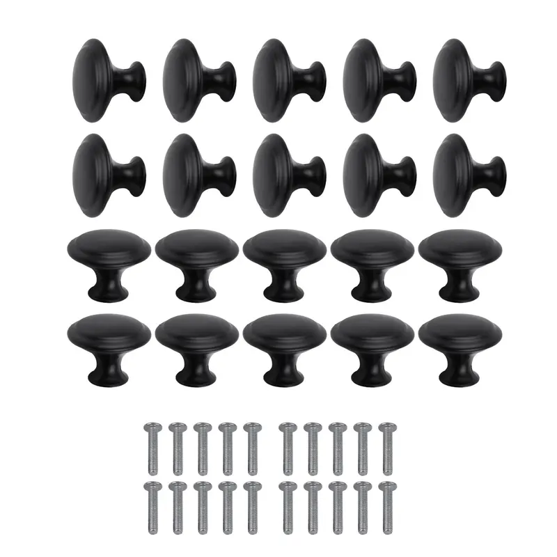 HOMEDIY 20Pcs Door Knobs Cabinet Handles Cupboard Drawer Kitchenathroom Metal black 3