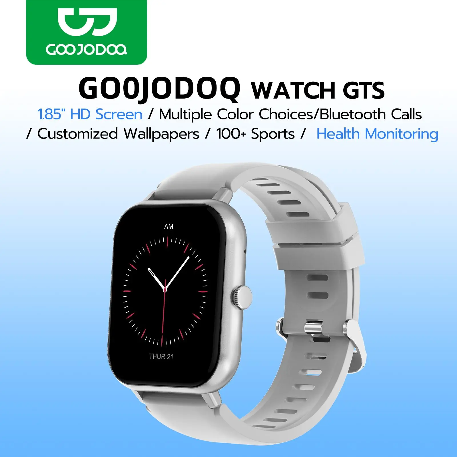 Jam Tangan Pintar Bluetooth HD, Goojodoq, 1.85 inci persegi, Penjejak Kecergasan Sukan, untuk Lelaki dan Wanita, Skrin Sentuh, Paparan, Pemasangan Dinding Kertas Boleh Disesuaikan
