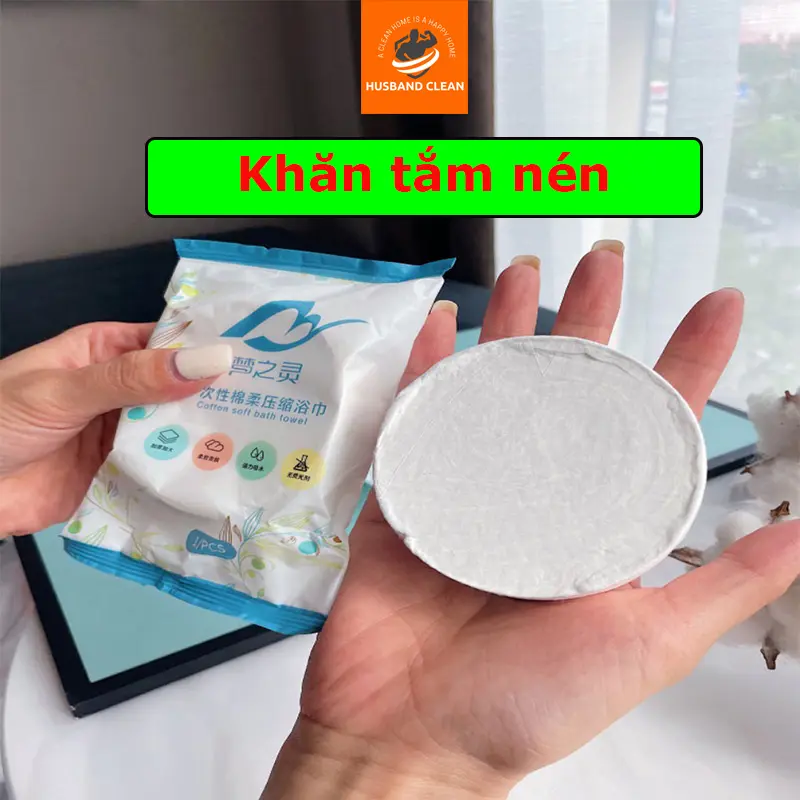 Khăn tắm nén du lịch cotton, khăn tắm dùng một lần, kích thước 70x140cm.
