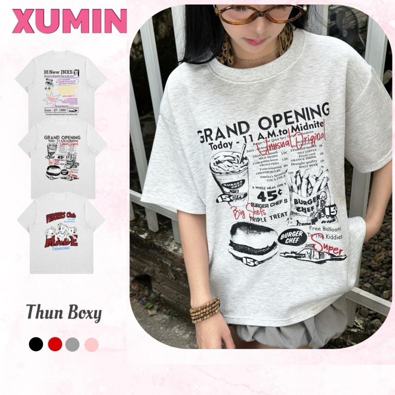 ( Deal Mở Bán) Thun Umi  Dáng Boxy Cộc Tay Nam Nữ In Nhiều Hình Phân Loại Màu Tiêu Sáng 1