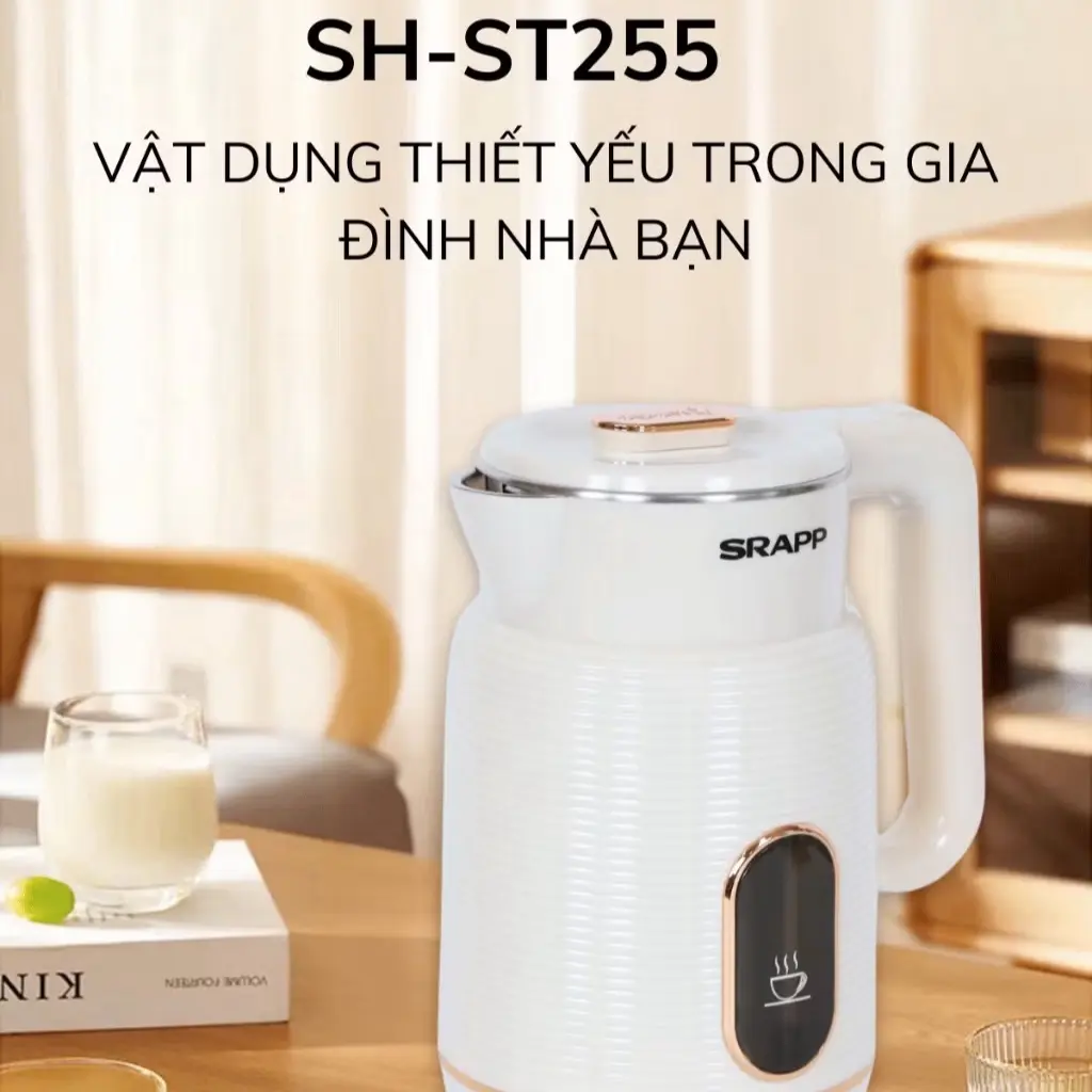 ￼Ấm siêu tốc SRAPP ST255 công suất lớn 1500W, ấm đun nước dung tích 3,2L chất liệu inox 304 an toàn