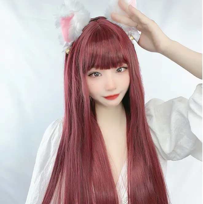 Wig Hair Wanita Panjang Lurus 003 (COD) (INSTANT)  Full Wig Layer Long Straight Korean Hair Extension Rambut Palsu Wanita 7