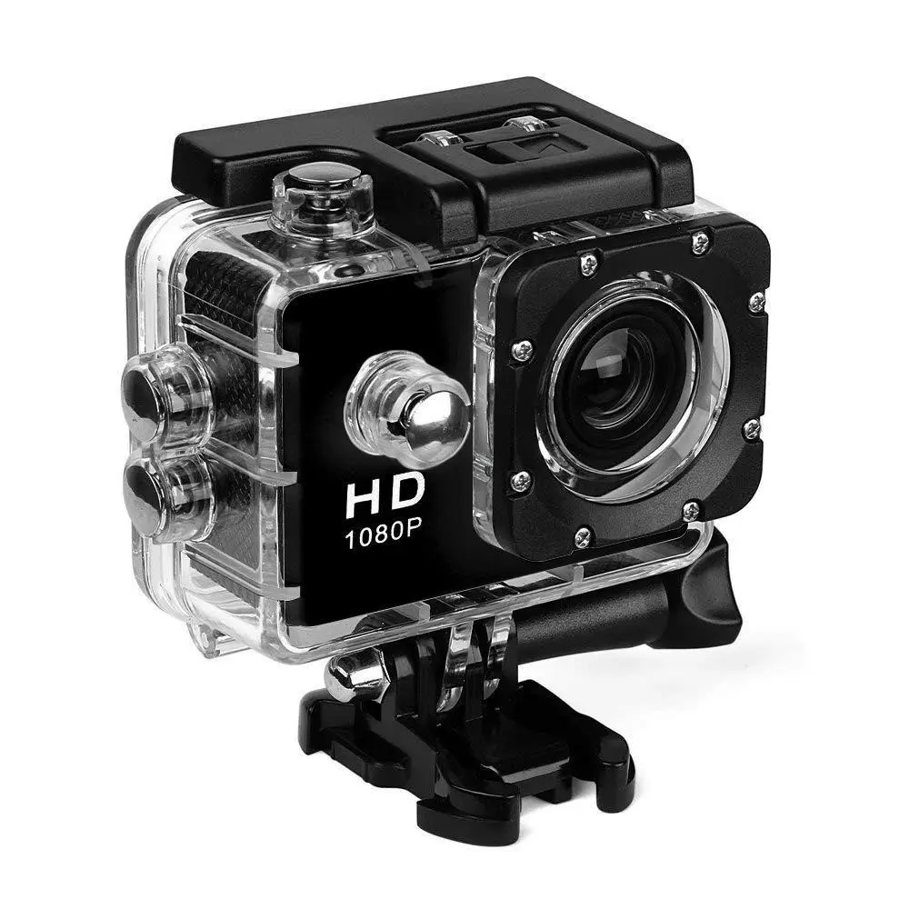 Waterproof Action Camera Rechargeable Outdoor 1080P Ultra HD Video Sports Cam for Bike Motorcycle Helmet Mount Diving Camera Button Cable