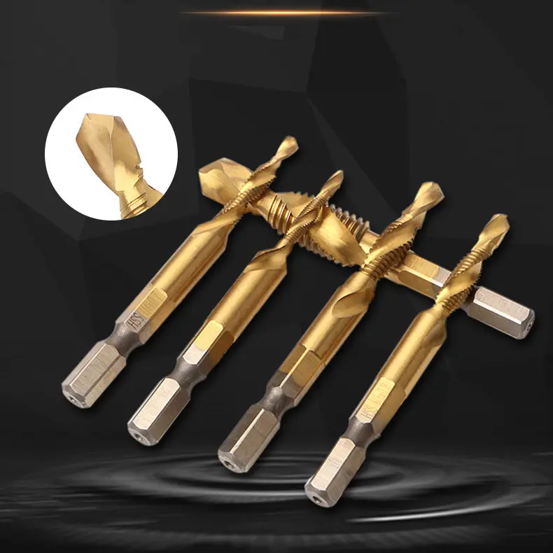 Mata Bor Multifungsi 6 PCS Mata Bor Pembuat Ulir Drat Drill Tap Set M3-M10 Set Hex Twist Spiral Tapper 7cm ( Extra Long ) 2