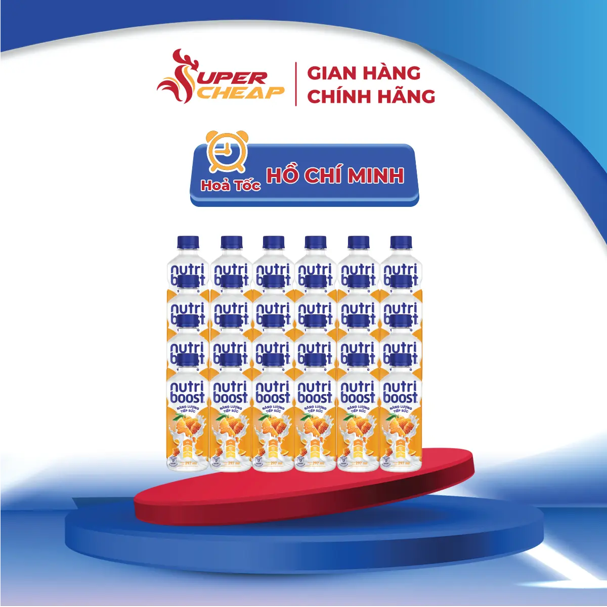 Lốc 24 Chai Sữa Trái Cây Nutriboost Thế Hệ Mới Hương Cam 297ml/Chai Supercheap Chính Hãng Đường