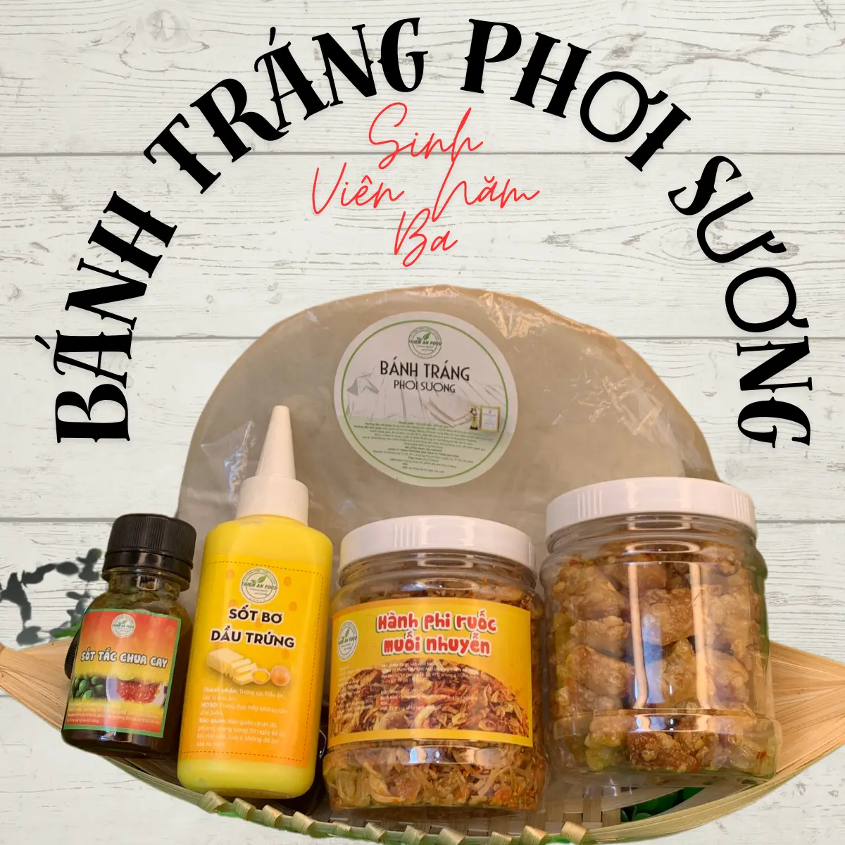 Bánh Tráng Phơi Sương Sinh Viên Năm ba 100g +TÓP MỠ Da giòn 100g + 100g bơ Ăn Vặt Chua   thực phẩm đóng hộp banh  trangsottac ruochan  hphi banh  trang  bo