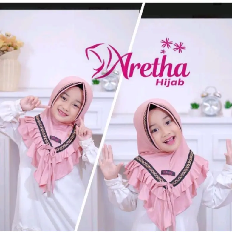 Jilbab AULIA ARETHA Hijab Instan Rempel Kerudung Anak Pita Kombinasi