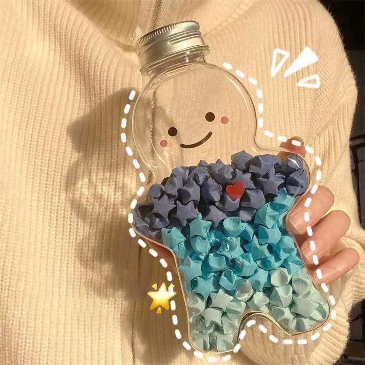 Origami Star Paper DIY Handmade Folding Lucky Star Transparent Wish Jar New Year Valentine’S Day Gift DIY Supplies Toys
