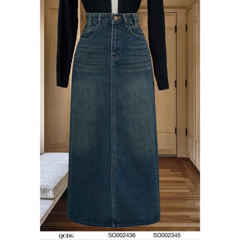 Chân Váy Jean Dài Chữ A Xẻ Sau Chân Váy Xinh Dáng Dài Cạp Cao Tôn Dáng Che Khuyết Điểm hottrend 2024 CVD 81