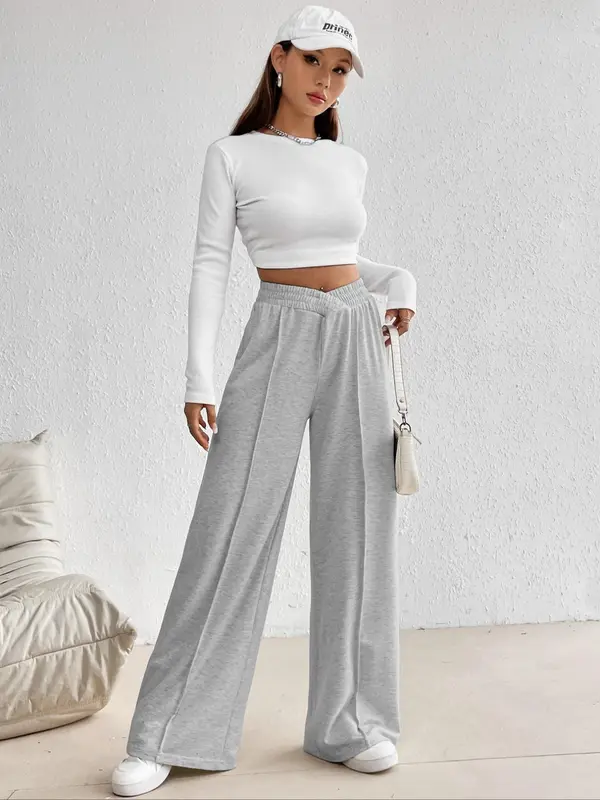 Frontwalk Womens Cotton Linen Loose Fit Casual Pants Elastic Waist - Main Image