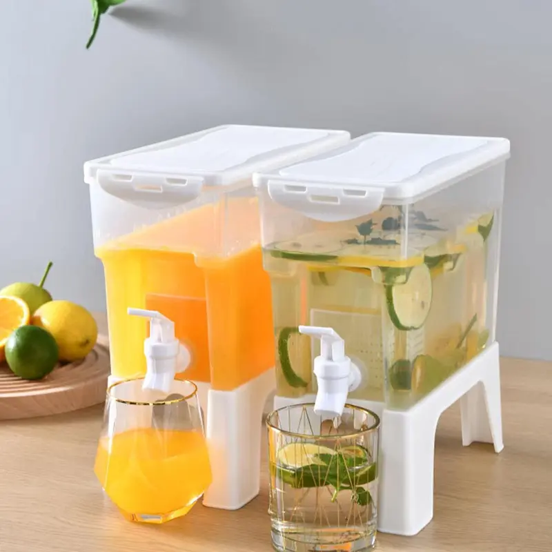 Clear Ice Bucket with Spigot, Large Capacity Lemon Fruit Tea Pot, Summer Cold Bucket, Ice Bucket for Home Kitchen Outdoor Camping 4