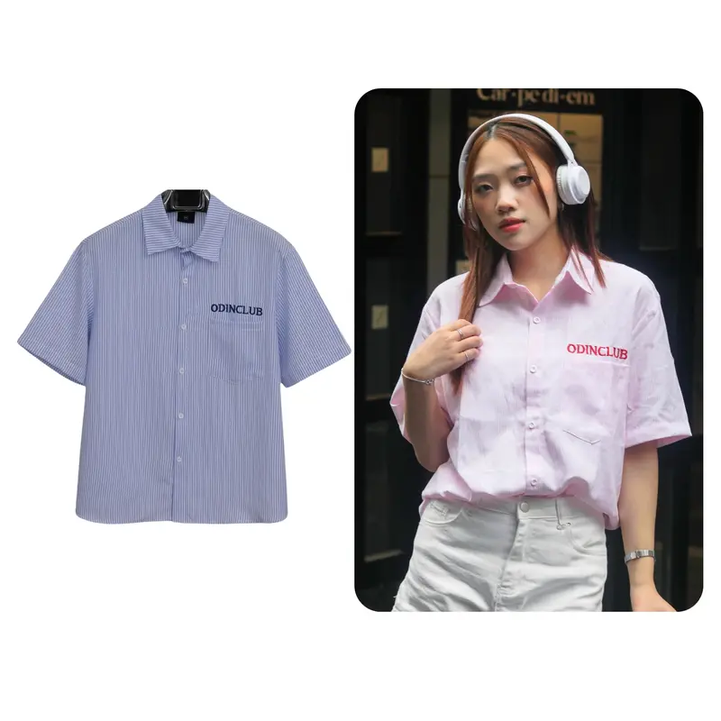 Áo sơ mi cộc tay Stray Odin Club, Áo sơ mi thời trang nam nữ unisex chất liệu vải Oxford 0