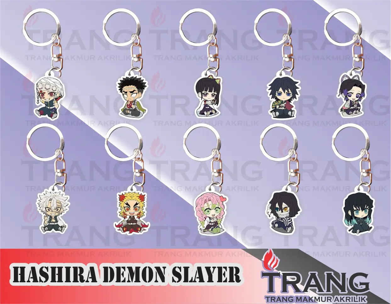 Gantungan Kunci Akrilik Hashira Kimetsu No Yaiba/Keychain Acrylic Hashira Demon Slayer Chains Key