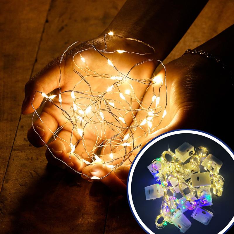 Dây đèn LED đom đóm nháy fairylight 1m 2m 3m xài pin có sẵn trang trí, décor bó hoa gói quà
