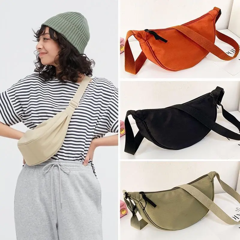 Fashion Messenger Bag Waterproof Shoulder Bag  Dumpling Bag Crossbody Unisex with Adjustable Strap