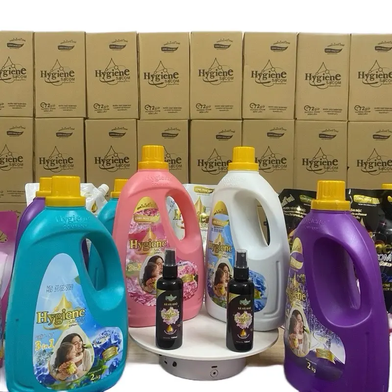 (Trợ giá) tặng xịt thơm đồ Combo 2 can Nước giặt Hygiene SACOM Việt Nam sản xuất 3in1, 2 ký/can, SX Công nghệ Thái Lan Làm Sạch