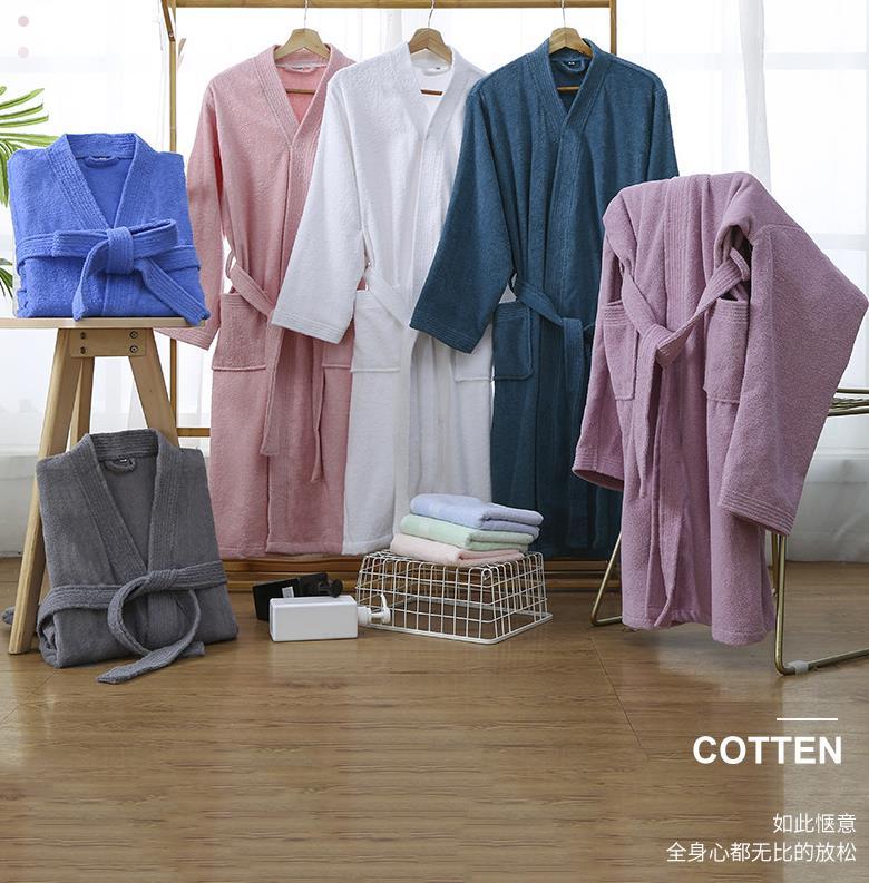 Product Introduction of Robe Hotel Absorbent Bathrobe  Nightgown Terry Material Simple Yukata Beauty Salon Robe Nightwear New Autumn 5