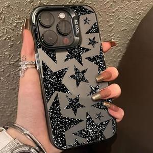 Funda para celular con patrón de estrellas, cubierta protectora IMD a prueba de golpes, accesorios para celular compatibles con iPhone 11 12 13 14 15 Pro Max, funda
