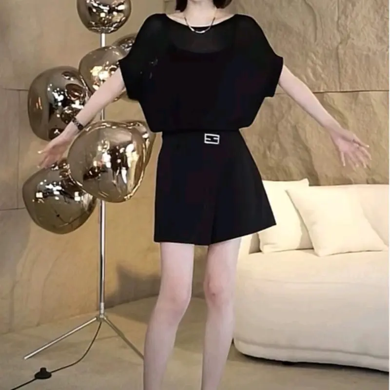 Hàng nhập - Áo len nữ dệt kim tay ngắn cánh dơi, áo kiểu Quảng Châu họa tiết bướm sau lưng Top Women 0