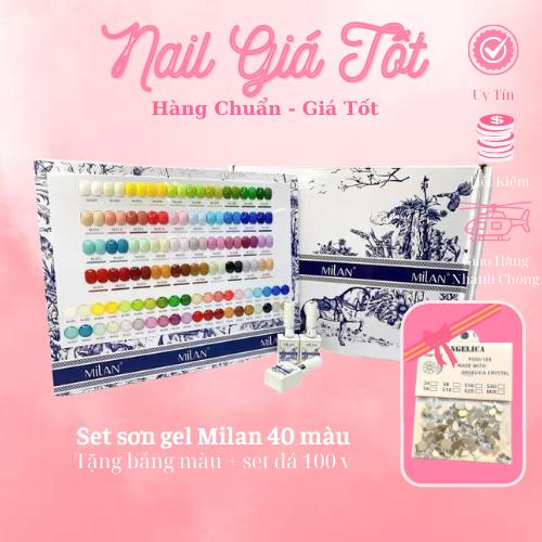 Set sơn gel MILAN 40 màu đủ tông siêu bóng mướt ( tặng kèm bảng màu + base top cùng hãng + set đá 100v ) [ Nail Giá Tốt ]