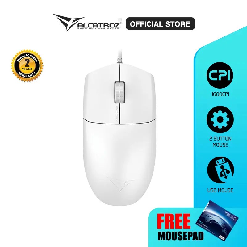 Mouse Kabel Alcatroz Asic ONE Wired USB Mouse 1600 CPI | Ergonomic Design with High Resolution Optical Mouse