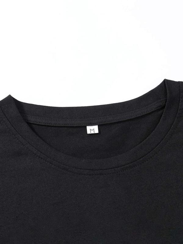 Women's Oil Painting Graphic Round Neck Drop Shoulder Tee, Fashion Casual Crew Neck T-Shirt for Daily Holiday Vacation Outdoor Wear, Ladies Clothes for All Seasons 4